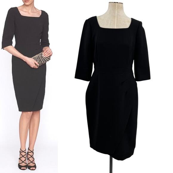 L.K. Bennett Clarie Dress Sheath Tailored Square Neck Black Size US 8 - Picture 1 of 14